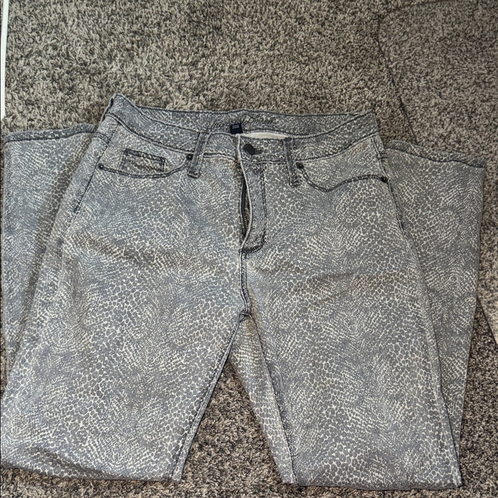 7 For All Mankind Gray Patterned Straight Leg Jeans